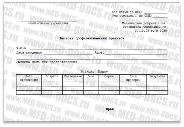 Справка о манту